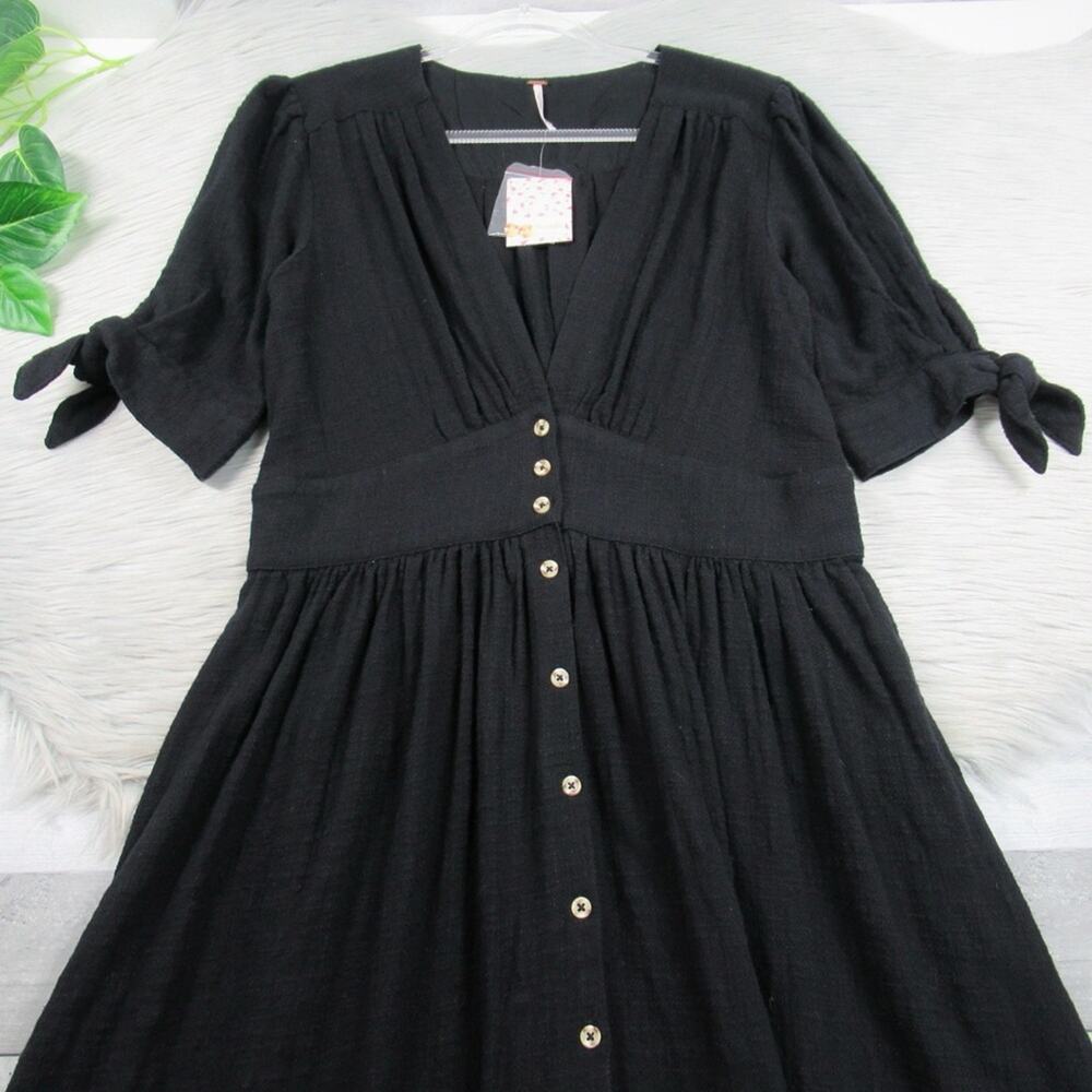 FREE PEOPLE Love of My Life Black Cotton Midi Dress Women's Size Large NEW - Picture 6 of 14